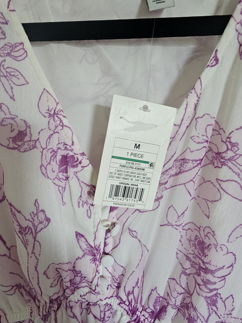 Long Sleeve V-Neck Floral Midi Dress in Light Pink and Purple
